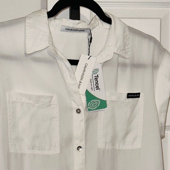 Calvin Klein Jeans White Button Down Shirt size Small - Picture 3 of 8